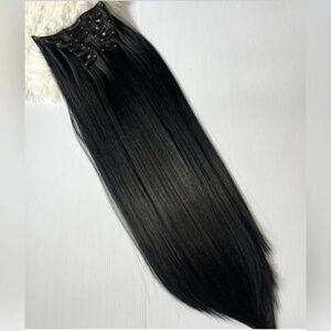 Long Clip ins Black Hair Extensiones 24 In